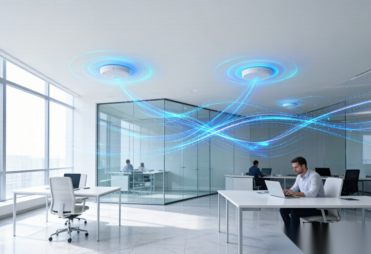 Wi-Fi 7 enterprise deployment with Grandstream GWN access points in a modern office environment